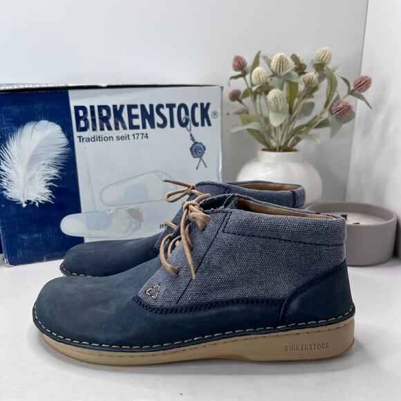 Birkenstocks Memphis High Leather/Textile Shoes Dunkelblau Unisex L11/M9 NWB